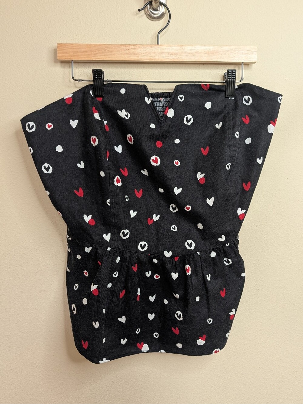 City Chic Top Black Heart Print Cotton Plus Size M (US 18/20)